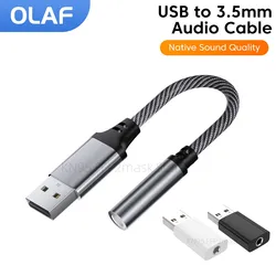 USB to 3.5mm Jack Audio Adapter USB A to 3.5mm Audio Cable USB to Audio Jack Adapter Headphones Converter For PC Laptop