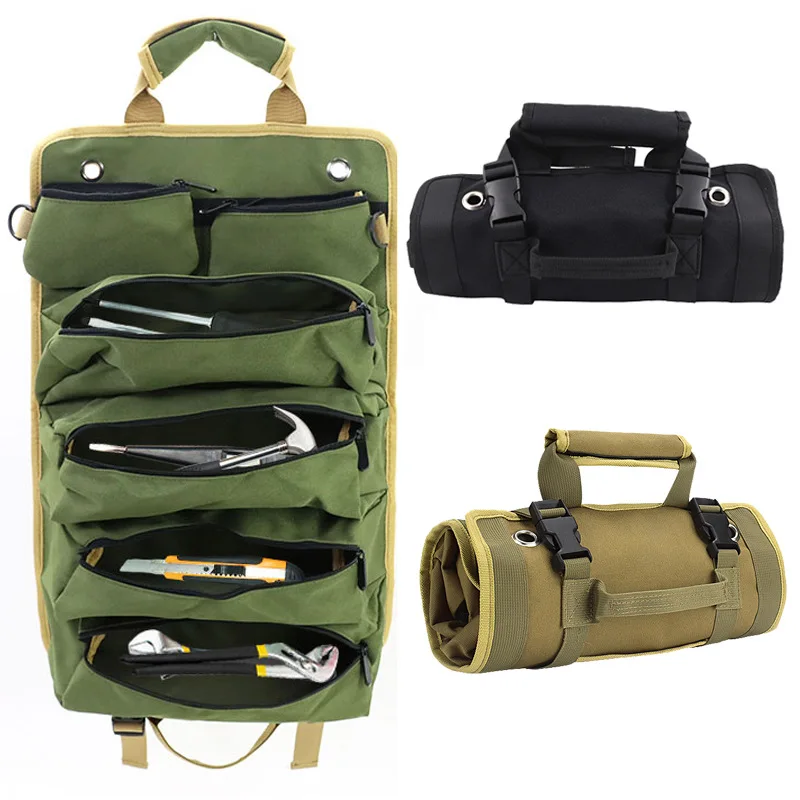 

Tool Roll Storage Bag Multi Pocket Hanging Tool Roll Portable Tool Organizer Carrier Bag Woodworking Storage Bag