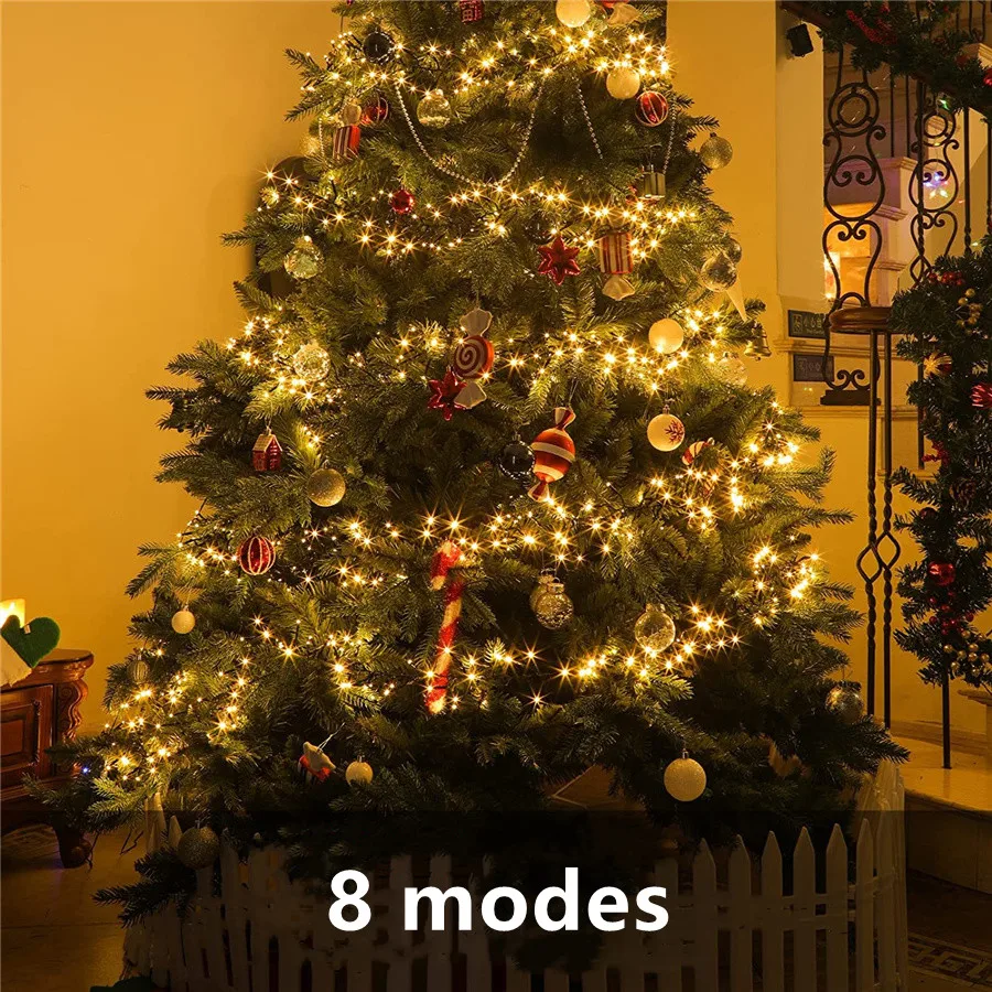 30M 1500LEDs Christmas Garland String Lights 8 Modes Outdoor Firecrackers Fairy Lights for Garden Party Wedding New Year Decor