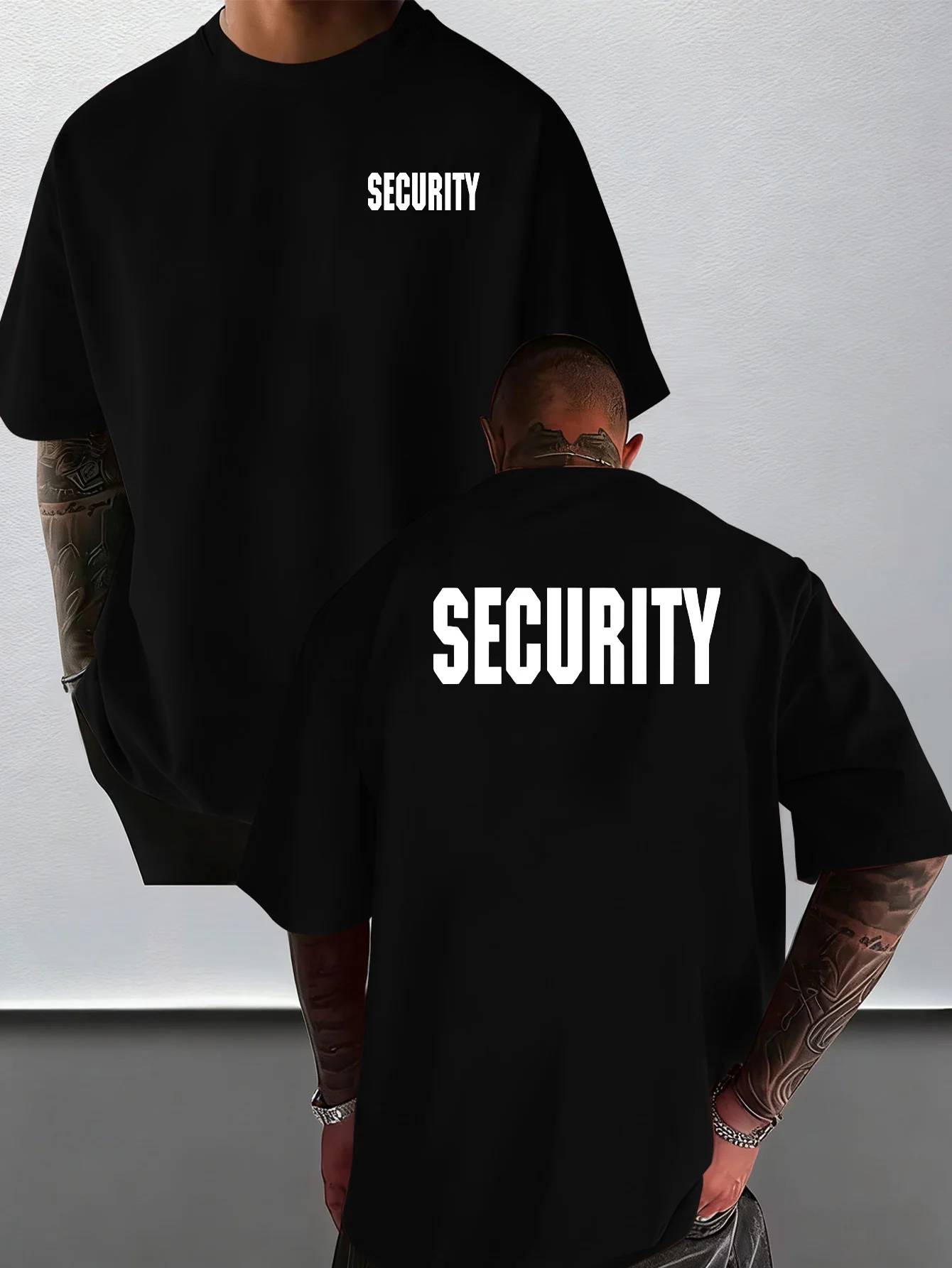 Security Guard Uniform Tshirt SECURITY Front Back Print Staff Event Bouncer Short Sleeve Cotton Unisex Men Casual Work Tops
