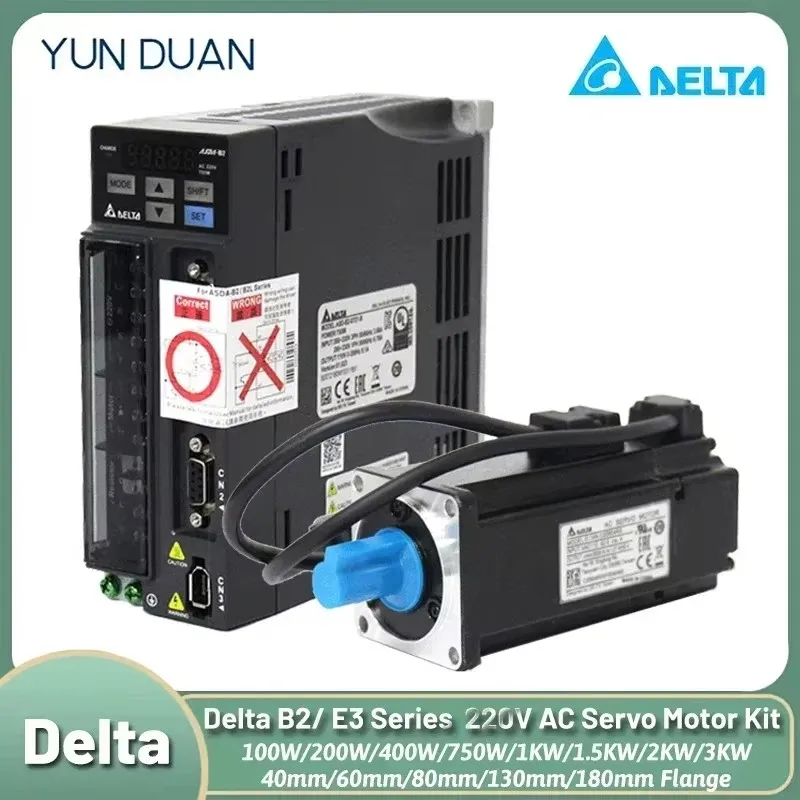 

Delta B2/E3 AC Servo Motor Drive Kit 100/200/400W/750W/1KW/1.5KW/2KW/3KW ASD-B2-0421-B+ECMA-C20604RS ASD-B2-0721-B+ECMA-C20807RS