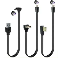 50CM 100CM Fast charging USB to Type-C data cable USB elbow flat high flexibility Type-C elbow supports data charging cable