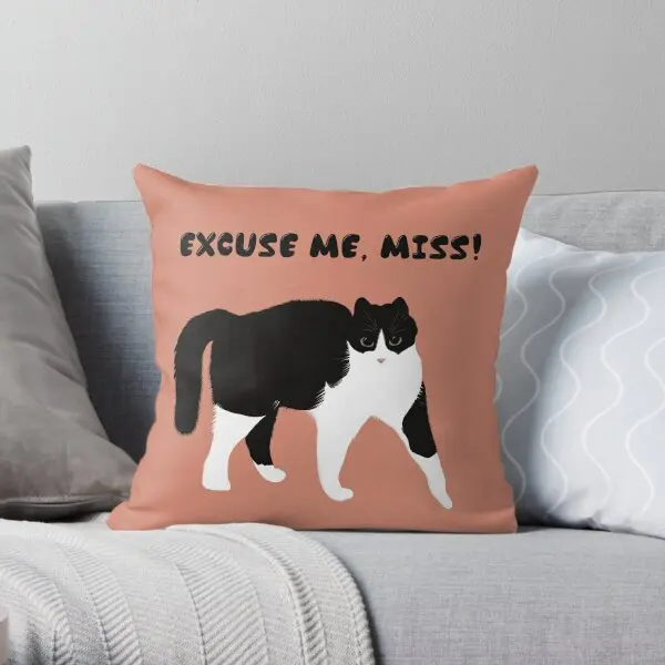 Lilo Cat Excuse Me Miss  Printing Throw Pillow Cover Bedroom Waist Fashion Fashion Cushion Pillows not include One Side