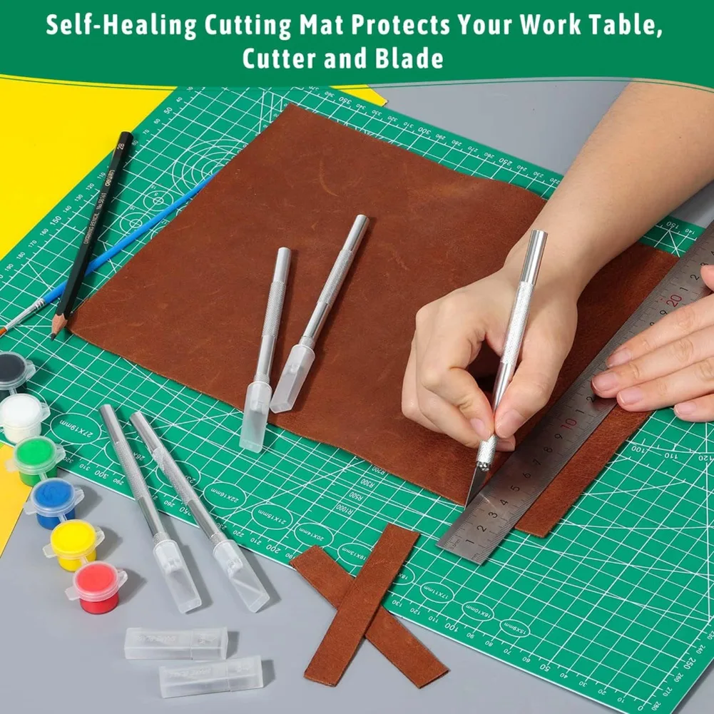 

【A87T】Self Healing For Crafts Cutting Mat 5-Pack Exacto Knife Setfor Set- Ideal For Scrapbooking& Quilting Projects