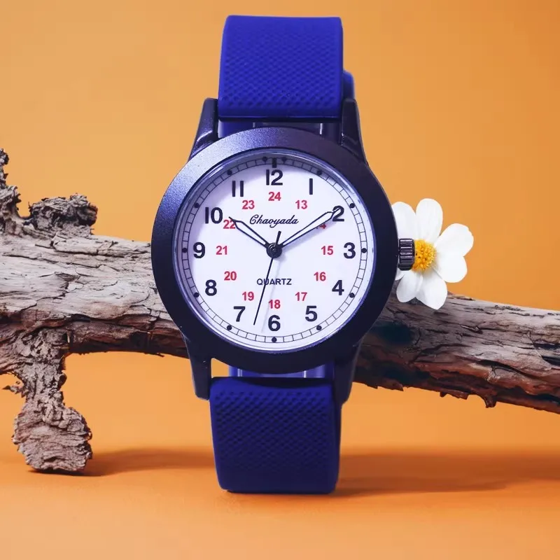 children boys girls kids 24hours soft silicone strap wrist watches young man fashion Analog Watches birthday holiday giftsgifts