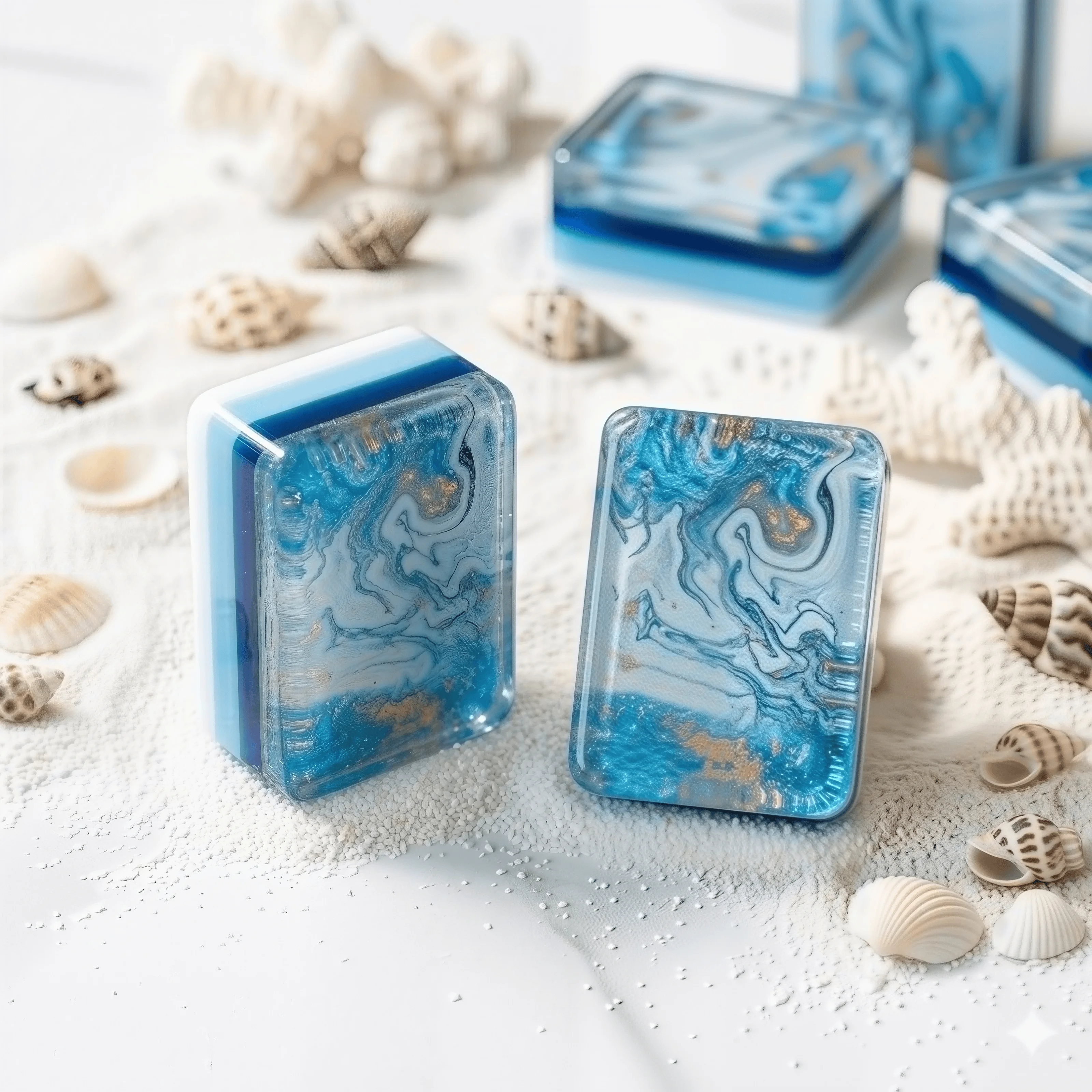 Customized Luxury Multi-layer American Mahjong Set with Ocean Mermaid Acrylic Artwork Modern Style 4-Player for Entertainment