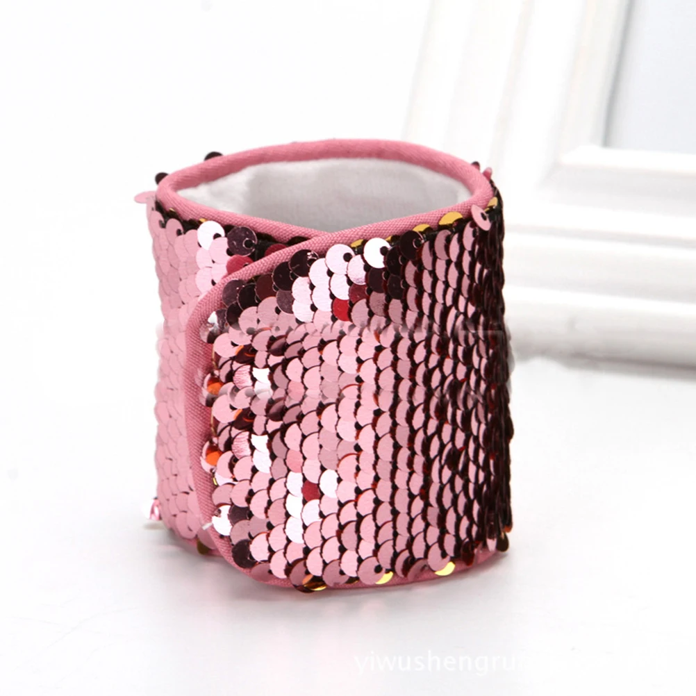 

Mermaid Bracelet Girls Glitter Slap Wristband Sequin Strap Party Supplies Pink Adjustable Reversible Different Color Skin