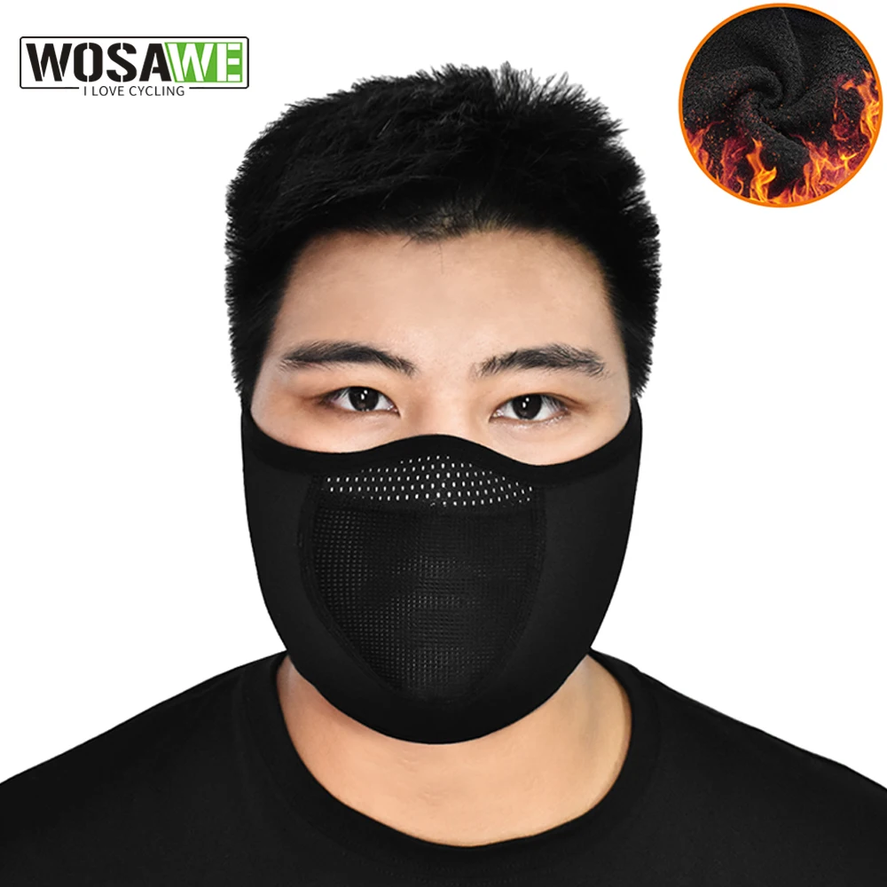 

WOSAWE Winter Cycling Balaclava Thermal Fleece Face Mask Moto Skiing Snowboard Mask Cold-proof Cycling Half Face Mask Men Women