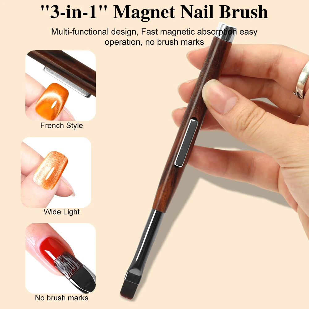 

Мощная магнитная ручка для светотерапии 3 в 1, клей для лака для ногтей «кошачий глаз», магнит без маркировки, щетка для ухода за ногтями для салона ухода за ногтями