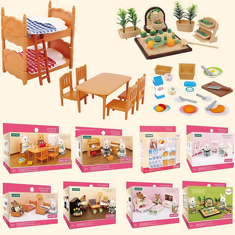 1:12 Meble do domku dla lalek w stylu leśnym, miniaturowe akcesoria Montessori do domku dla lalek, kuchnia, sypialnia, łazienka, prezenty dla dziewczynek