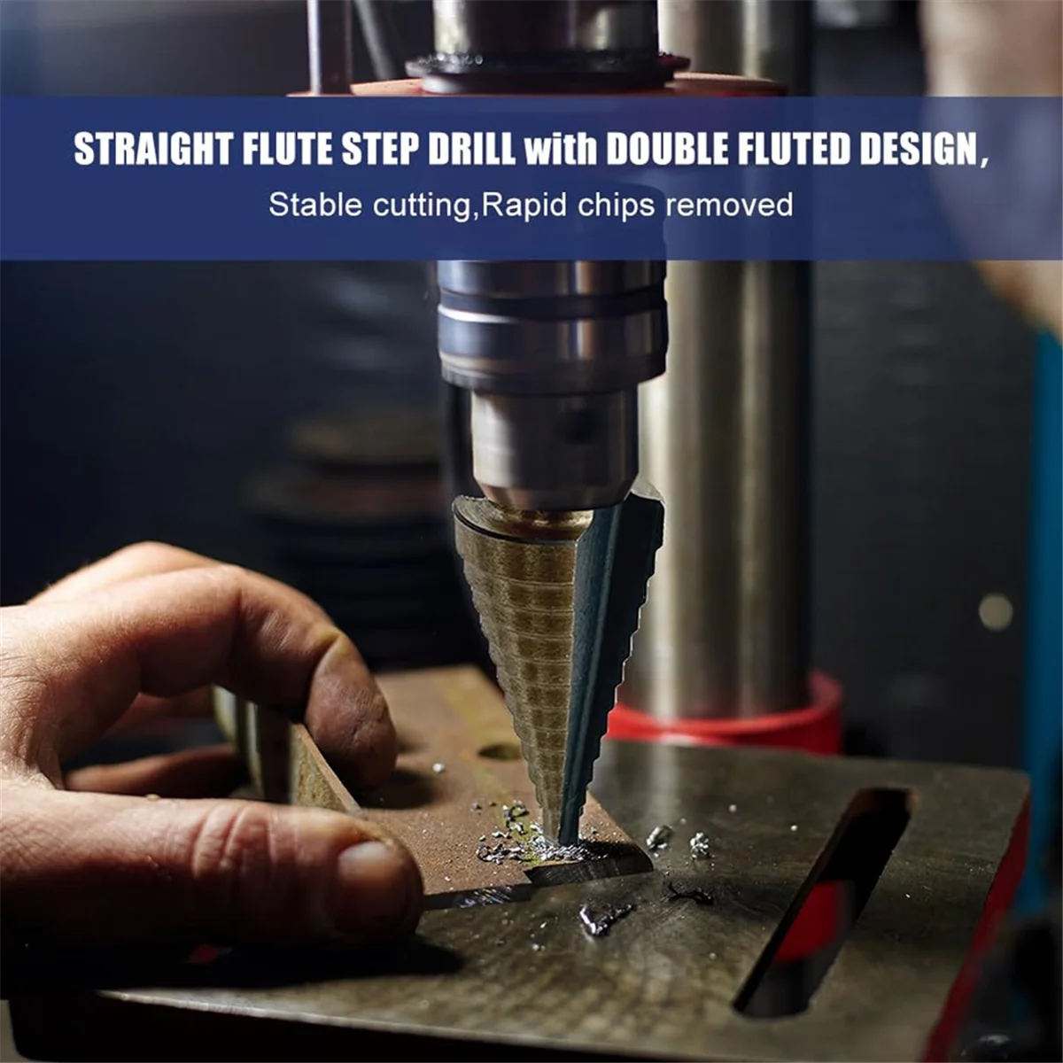 AA98 5-delige stapboren voor metaal, hout, kunststof, 50 maten Tri-Flat Shank HSS titanium stapborenset met centrale punch