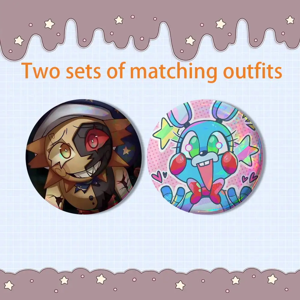 Freddy Sundrop FNAF Bonnie 2 piece set Pins Creativity Printed Pictures Text Metal Lapel Badges Brooches Jewelry Gift