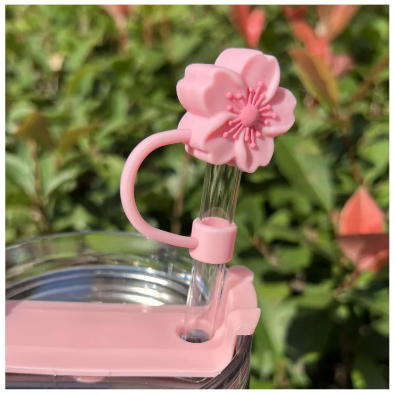 New Flowers Sakura Silicone Straw Cover 10mm Straw Cover Haitang Flower Straw Dust Cap