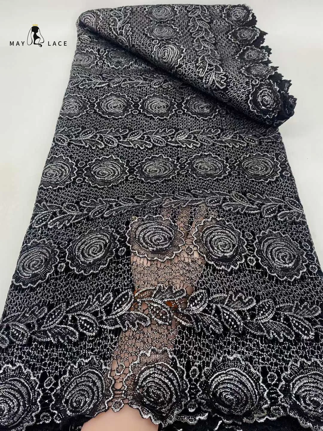 

African Guipure Cord Lace Fabric 2025 Latest French Water Soluble Lace Fabric Nigeria Cord Fabric For Women Weeding Party Dress