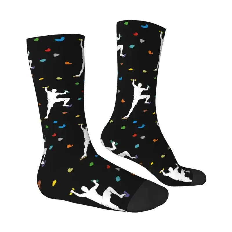 Funny Printed Bouldering Hall Climb Wall Socks for Women Male Men Stretchy Summer Autumn Winter Rock Climbing Crew Socks