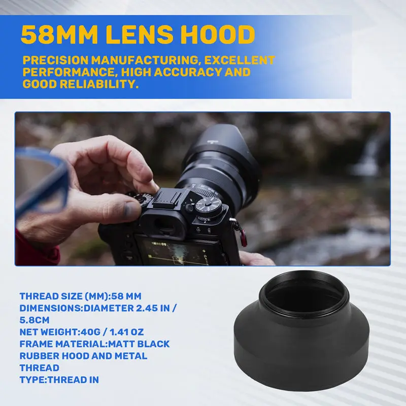 58Mm 3 In 1 Rubber Lens Hood For Canon Sony Nikon D3100 3200 D3300