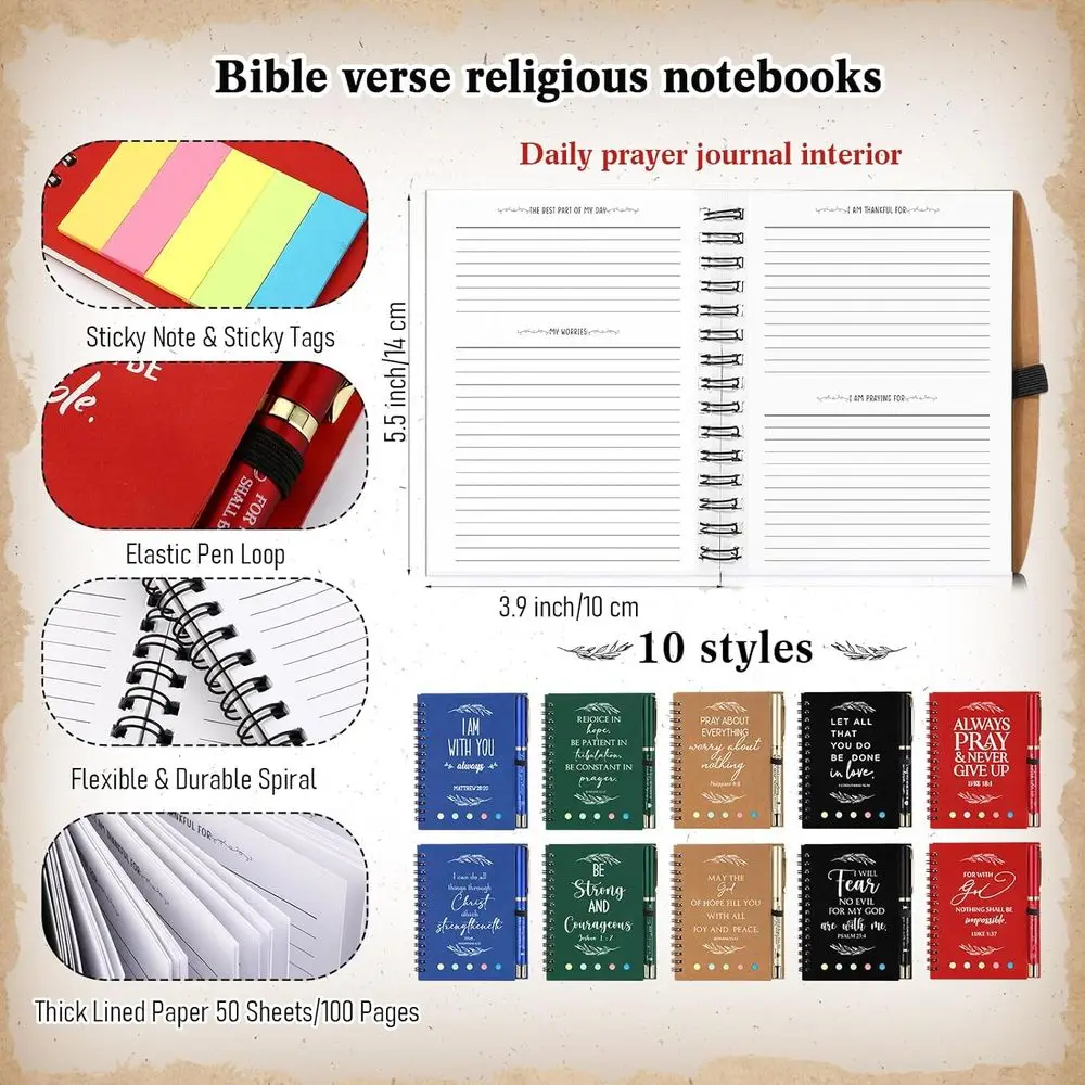 Bulk Christian Gifts: Spiral Notebooks, Sticky Notes, Ballpoint Pens, and Prayer Journals for Church Sunday School and Pastor Ap