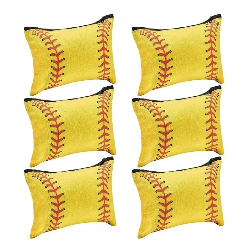 100Pcs/Lot Baseball Makeup Bag Bridesmaid Maid of Honor Holiday Wedding Bachelorette Party Gifts Canvas Cosmetic Zipper Pouch