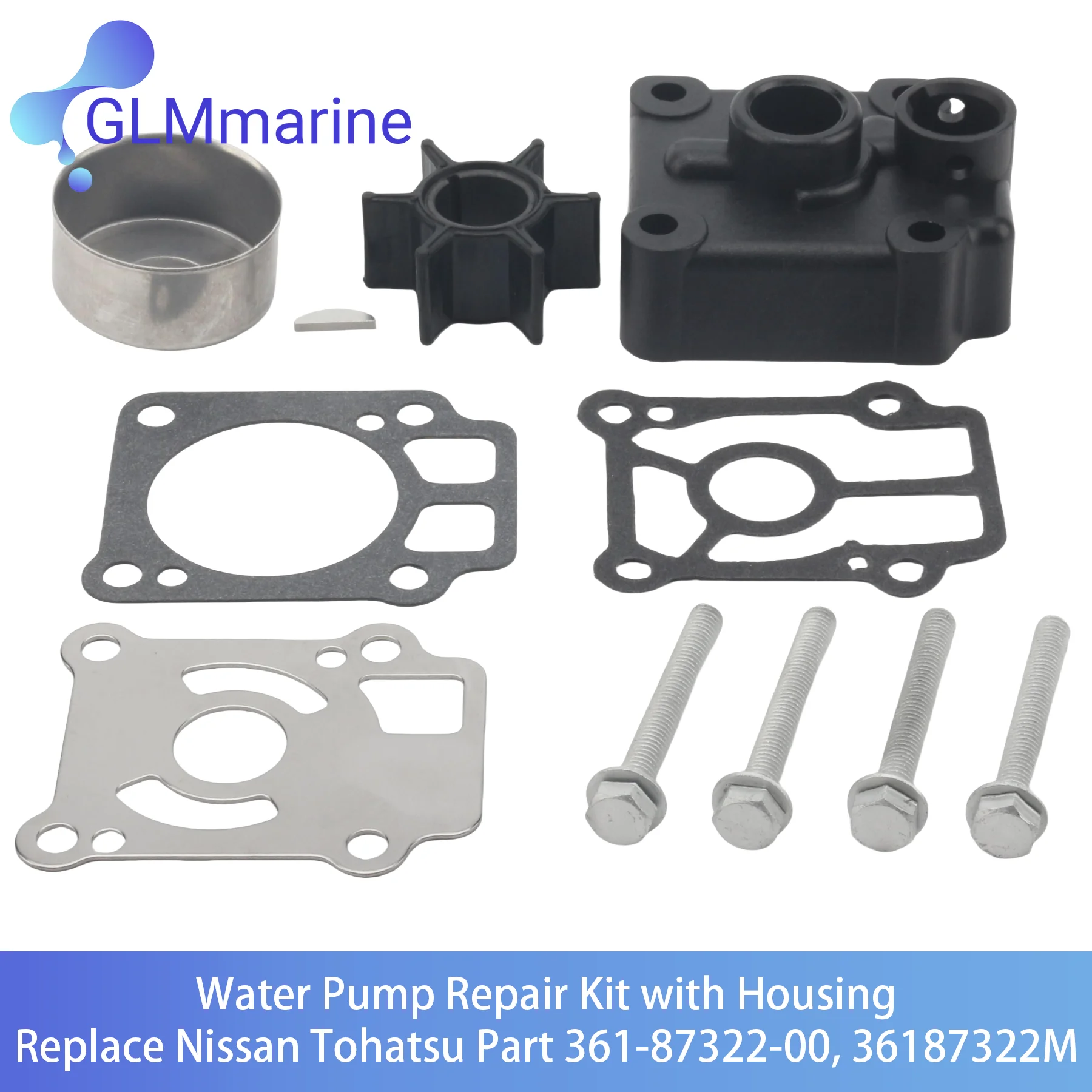 

361-87322-0 Water Pump Repair Service Kit with Housing 36187320M for Nissan Tohatsu 25 30 35 40 HP Outboard 36187320 36187322M