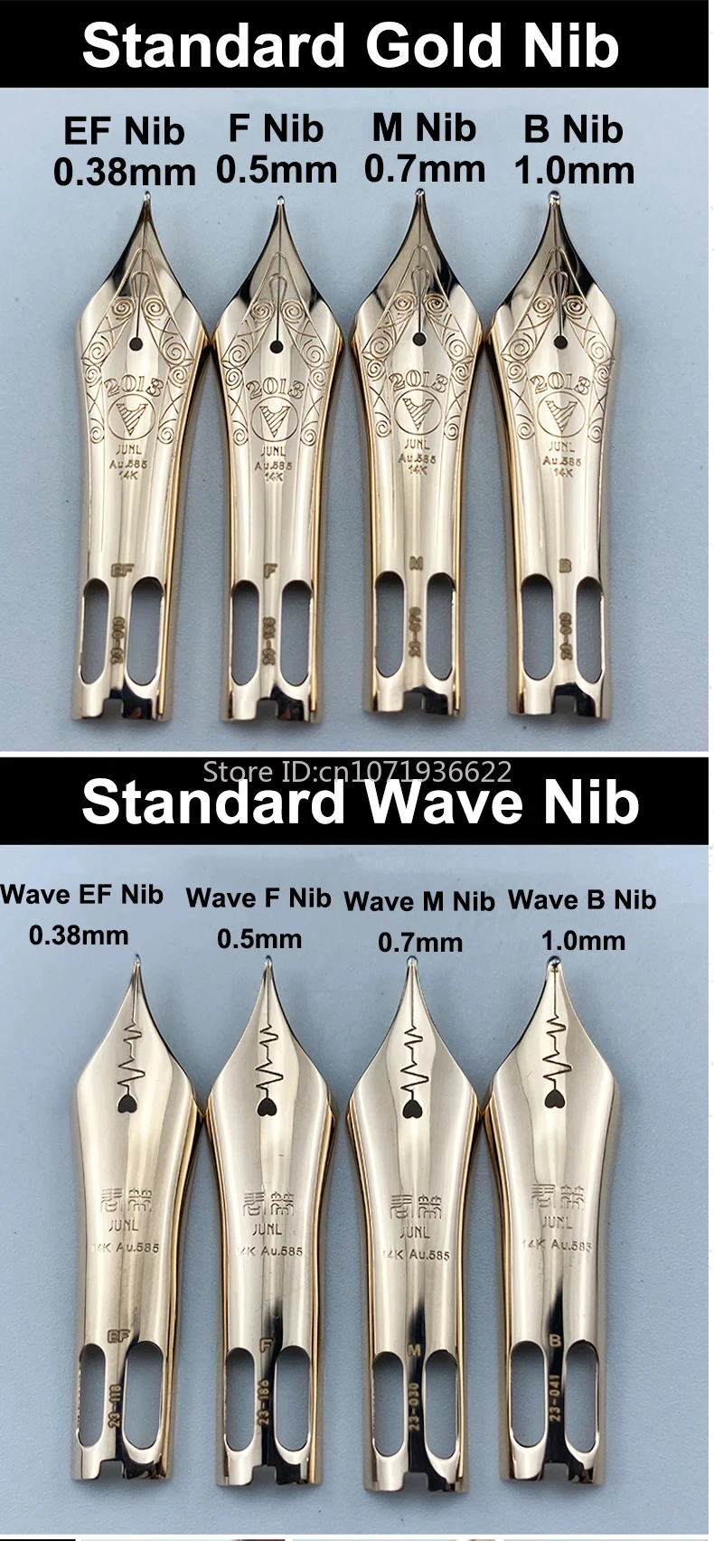 Wing Sung 630万年筆,14kゴールドペン,ウェーブ,ロングナイフ