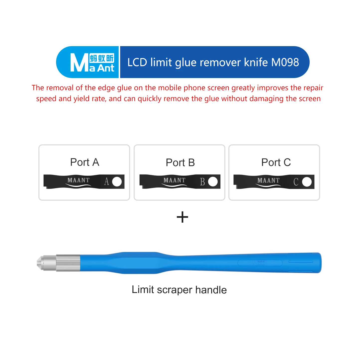 

MAANT M098 LCD Limit Glue Remover Knife Glue Removal Blade for Mobile Phone Motherboard CPU IC Hard Disk Prying Tools
