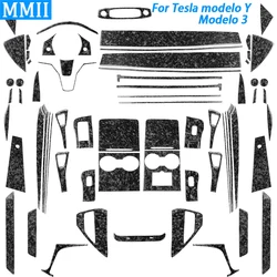 For Tesla Model Y 2020+ Model 3 17-22 Forged Carbon Fiber Center Dashboard Steering Wheel Panel Window Lift Switch Suits Sticker