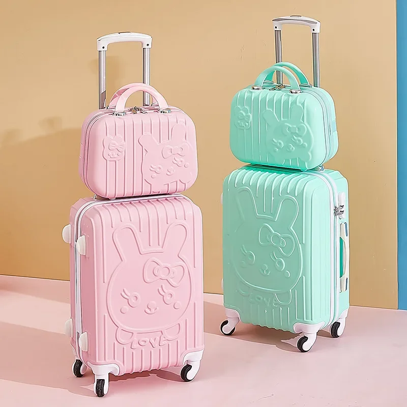 New New love cartoon luggage female pull bar suit box universal wheel password travel 20 \