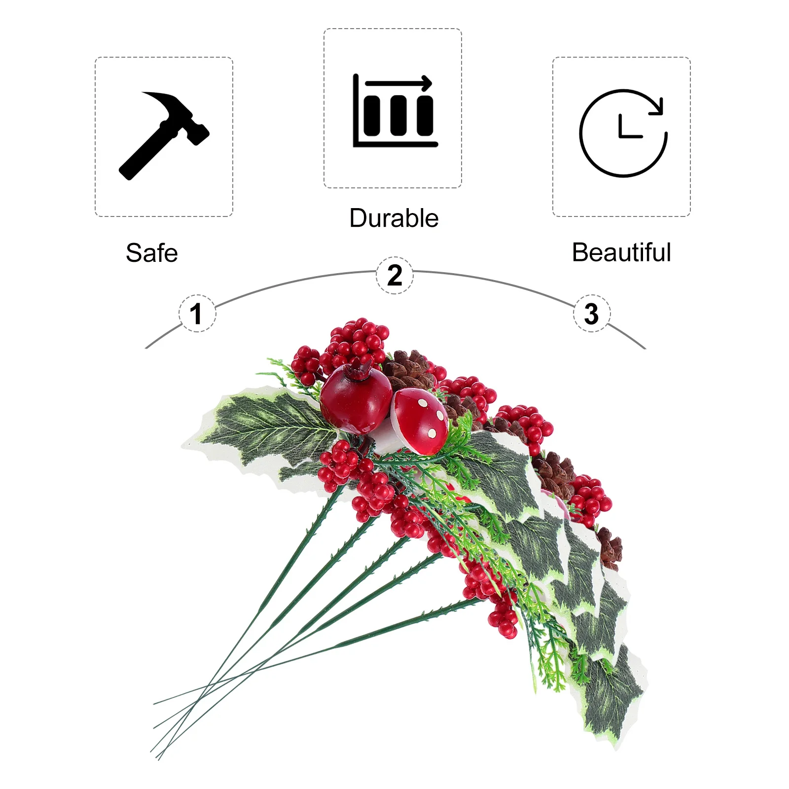 

5Pcs Christmas Simulated Berry Branches Artificial Red Berries DIY Handmade Bouquet Photo Props Wedding Holiday Decor