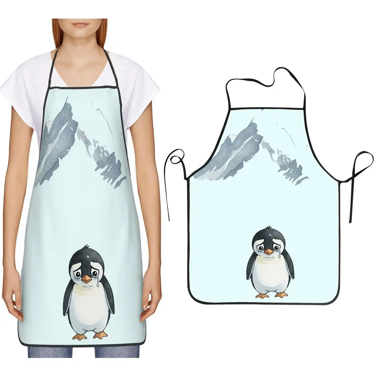 Lonely Penguin Aprons Chef Cooking Baking Tablier Bib Kitchen Cleaning Pinafore for Women Men Gardening