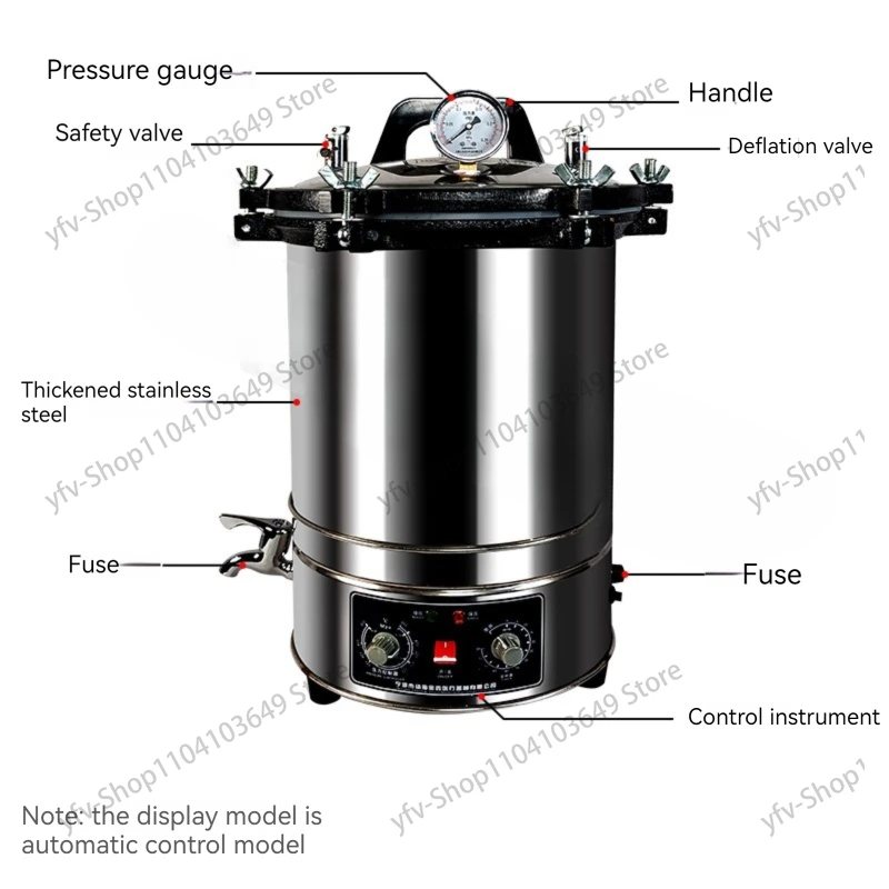 12L/18L/25L Portable Pot Sterilization Autoclave LCD Automatic High Temperature Pressure Steam Sterilizer Pots Surgical Medical