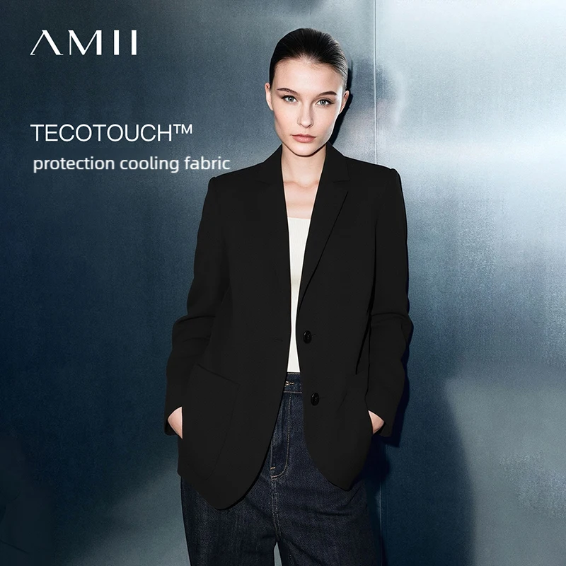 AMII Women's Coat Autumn And Autumn Turned-over Collar Anti-ultraviolet Cool Jacket Casual Commuting Women's Blazers 12621078