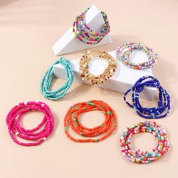 Multi-layer Colorful Beaded Bracelet for Women Summer Bohemia Colored Resin Beads Bracelets Beach Holiday Jewlery Wholesale