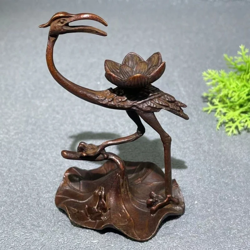 Vintage Lotus Leaf Crane Burner, Frog Aromatherapy Incense Tower, Home Ceremony Tea Table Decoration