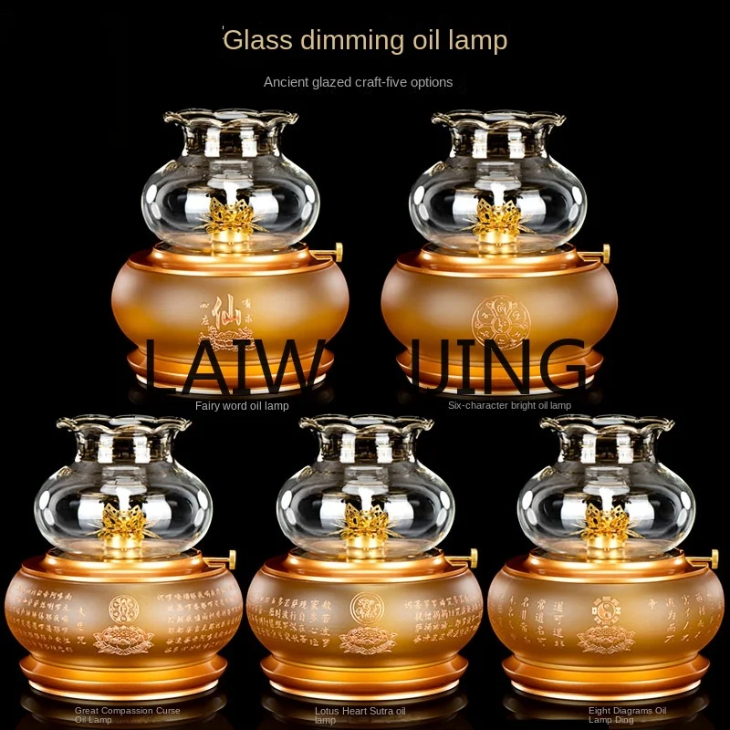 Copper Glass Lotus Adjustable Windproof Taoist Liquid Butter Seat Buddha Front Changming Ornaments