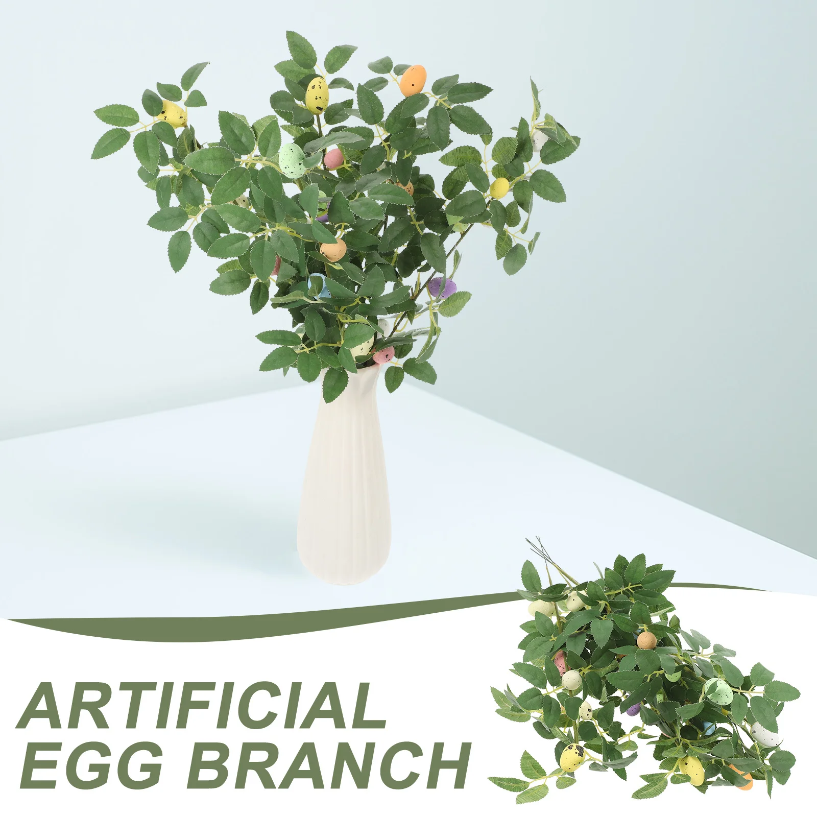 

5pcs Artificial Easter Egg Branch Fake Egg Pick Ornaments For Easter Party Decoration Vase Filler Spring Floral Arrangement