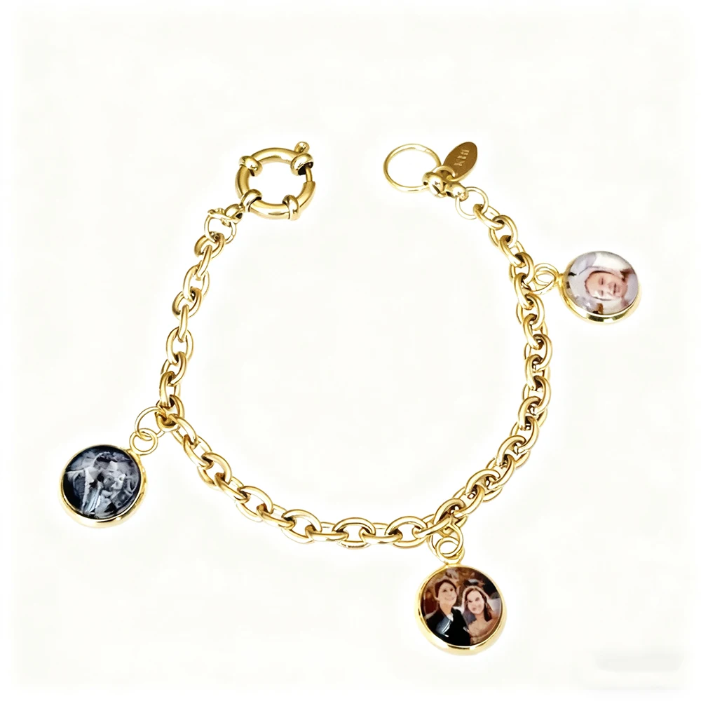 Персонализированный фотобраслет из нержавеющей стали, подвеска с семейным портретом, идеальный подарок матери, рождественские украшения, подарок