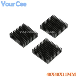 2pcs/1pc 40*40*11mm Heatsink Black Cooling Fin Aluminum Heat Sink Radiator Cooler Black