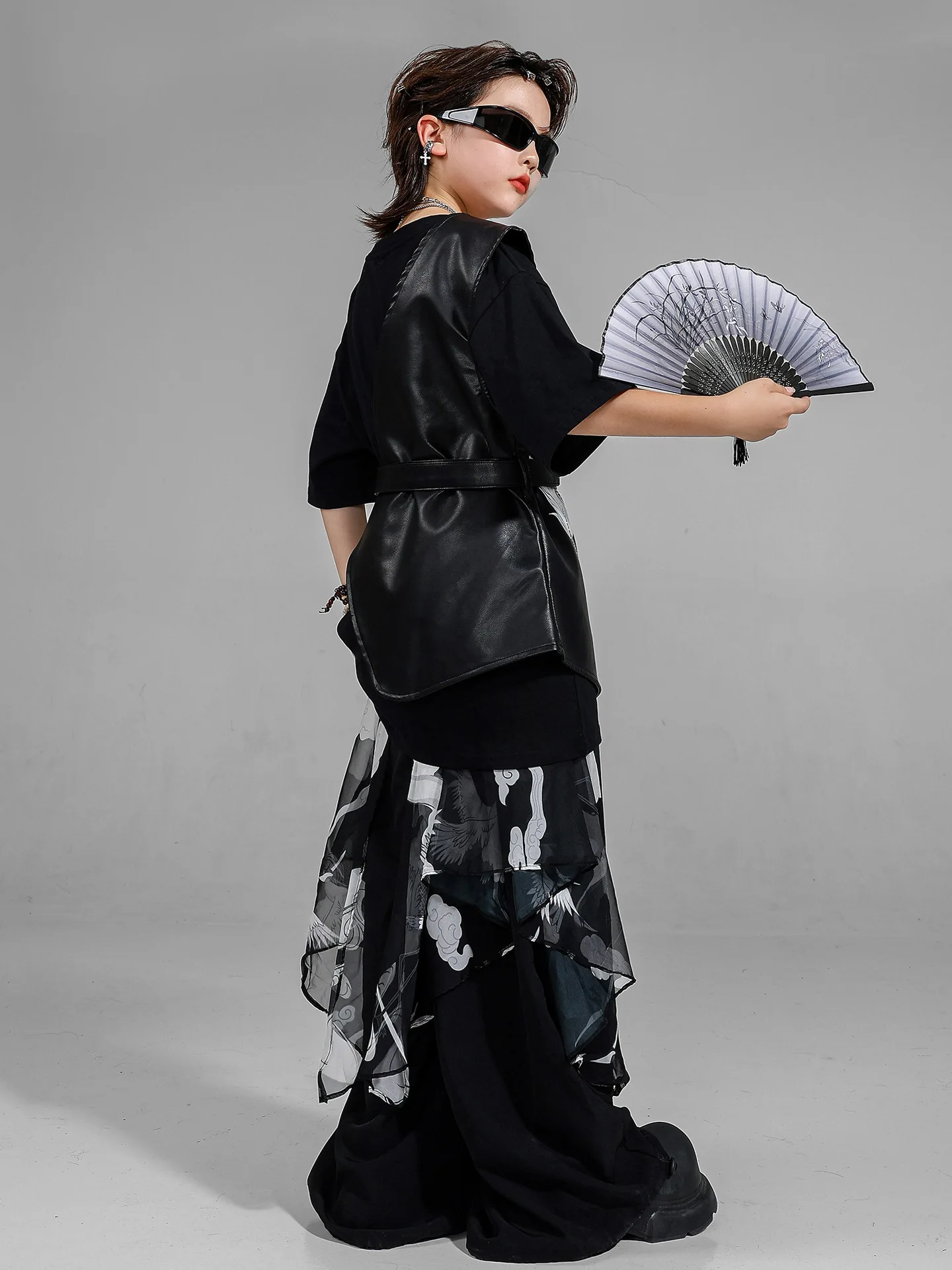 2025 nouveau Style chinois garçon vêtements Hip Hop Jazz danse Costumes noir costume haut pantalon pratique rue danse porter vêtements DQL11029