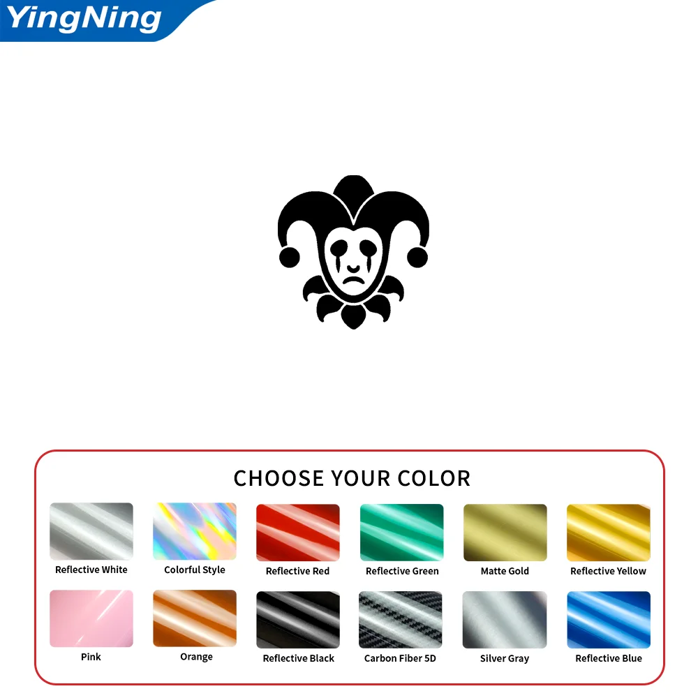 Sad Jester Clown Reflective Car Decal Funny Face Vinyl Sticker Car Truck Window Bumper Auto Exterior Decoration Self Adhesive