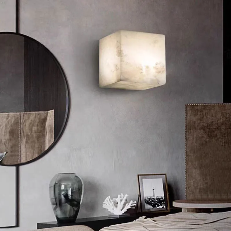 High-End Cube Natural Marble LED Wall Light
