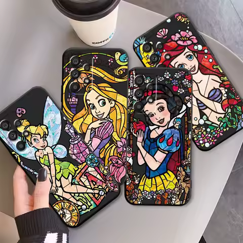 Disney Princess Cartoon For Samsung A53 A52 A33 A32 A51 A71 A21S A13 A73 A55 A22 A23 A35 A72 A54 A12 5G Black Back Phone Case