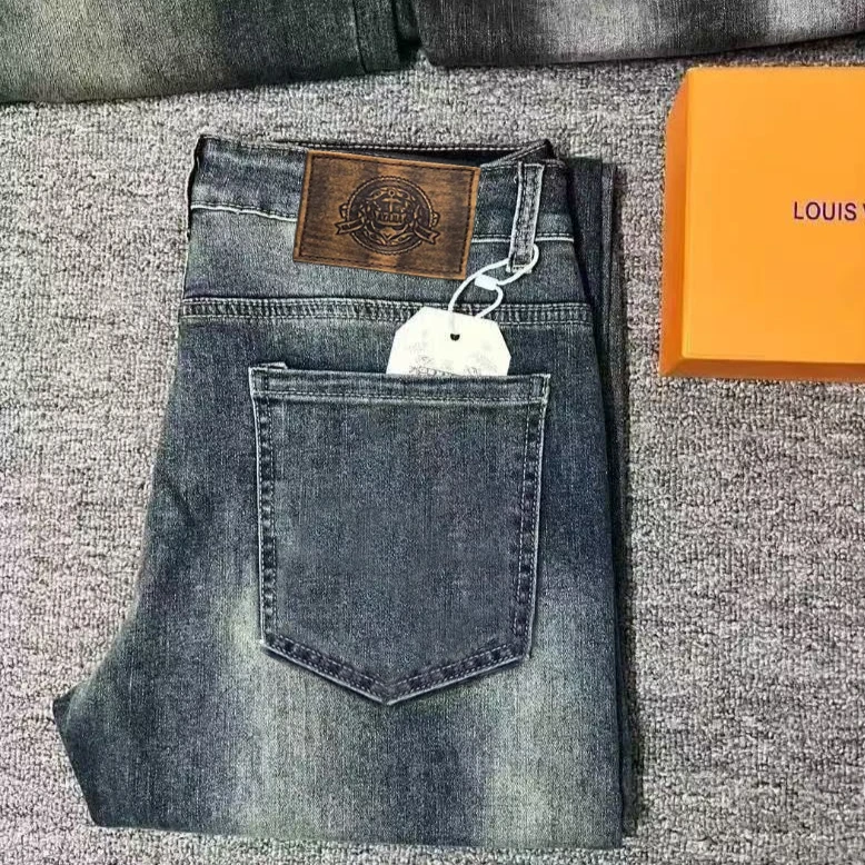 

Мужские джинсы свободного прямого кроя с вышивкой в стиле High Street, модные, повседневные, удобные, из хлопкового денима, для осени