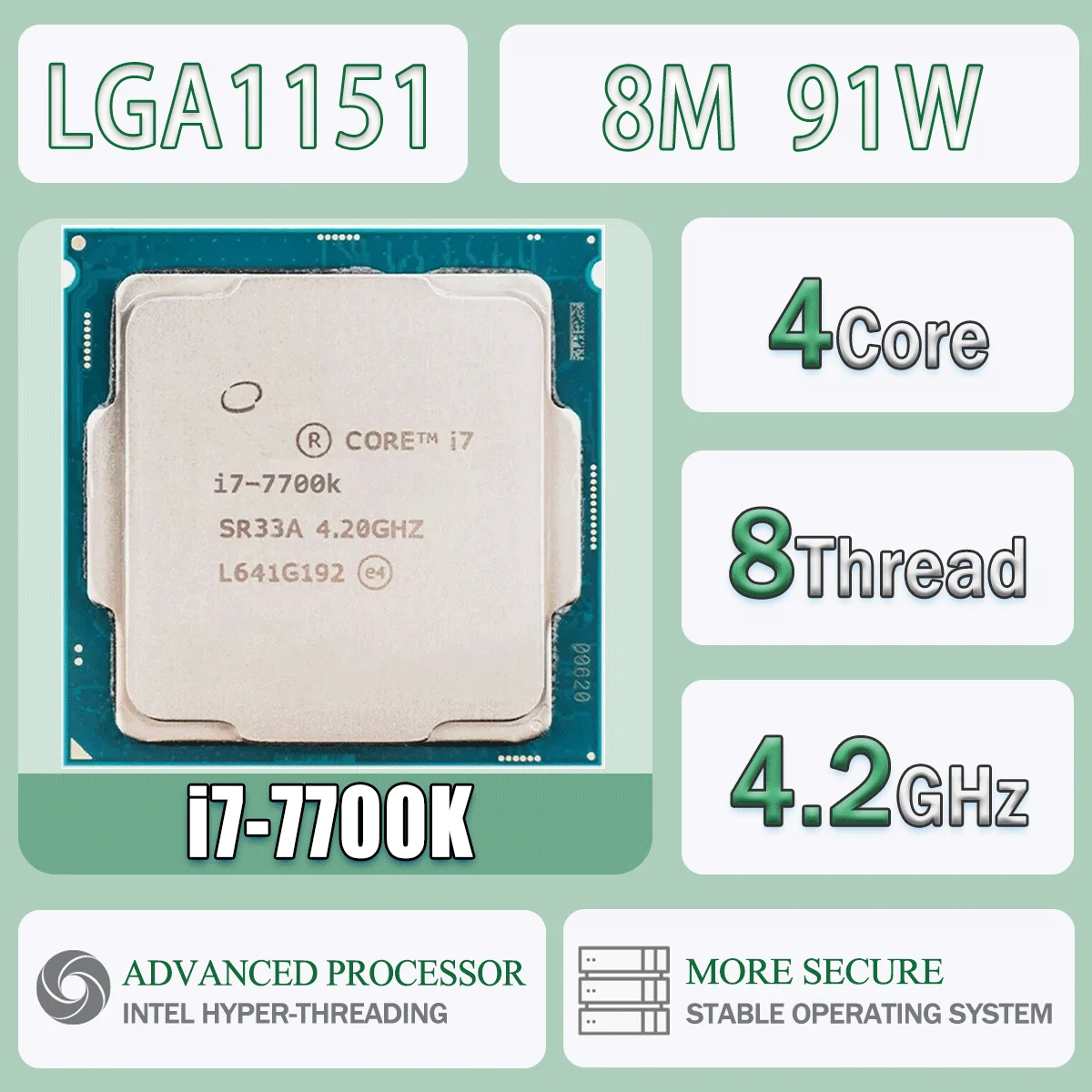 Intel Core I7-7700K 4,2 GHz 4 núcleos 8 threads 8M 91W I7 7700K Processador de CPU de computador Servidor LGA1151