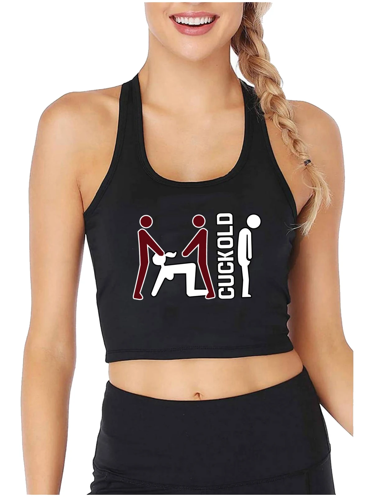 Bad Man Left Out Cuckold Threesome Design Sexy Fit Crop Top Hotwife Humor Fun Flirting Style Tank Tops Swinger Naughty Camisole