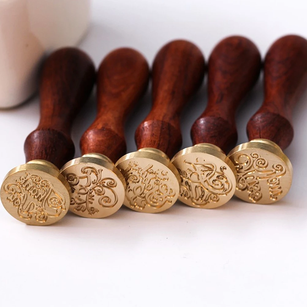 

1pc Fire Wax Seal Wood Handle Diy Envelope Decoration Retro Sealing For Wedding Gift Wrapping Packaging