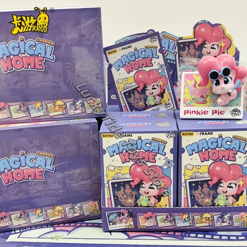 

Hot Kayou My Little Pony Stereoscopic 3d Photo Frame Q-Version Refrigerator Sticker Decoration Blind Box Rarity Kids Toy Gifts
