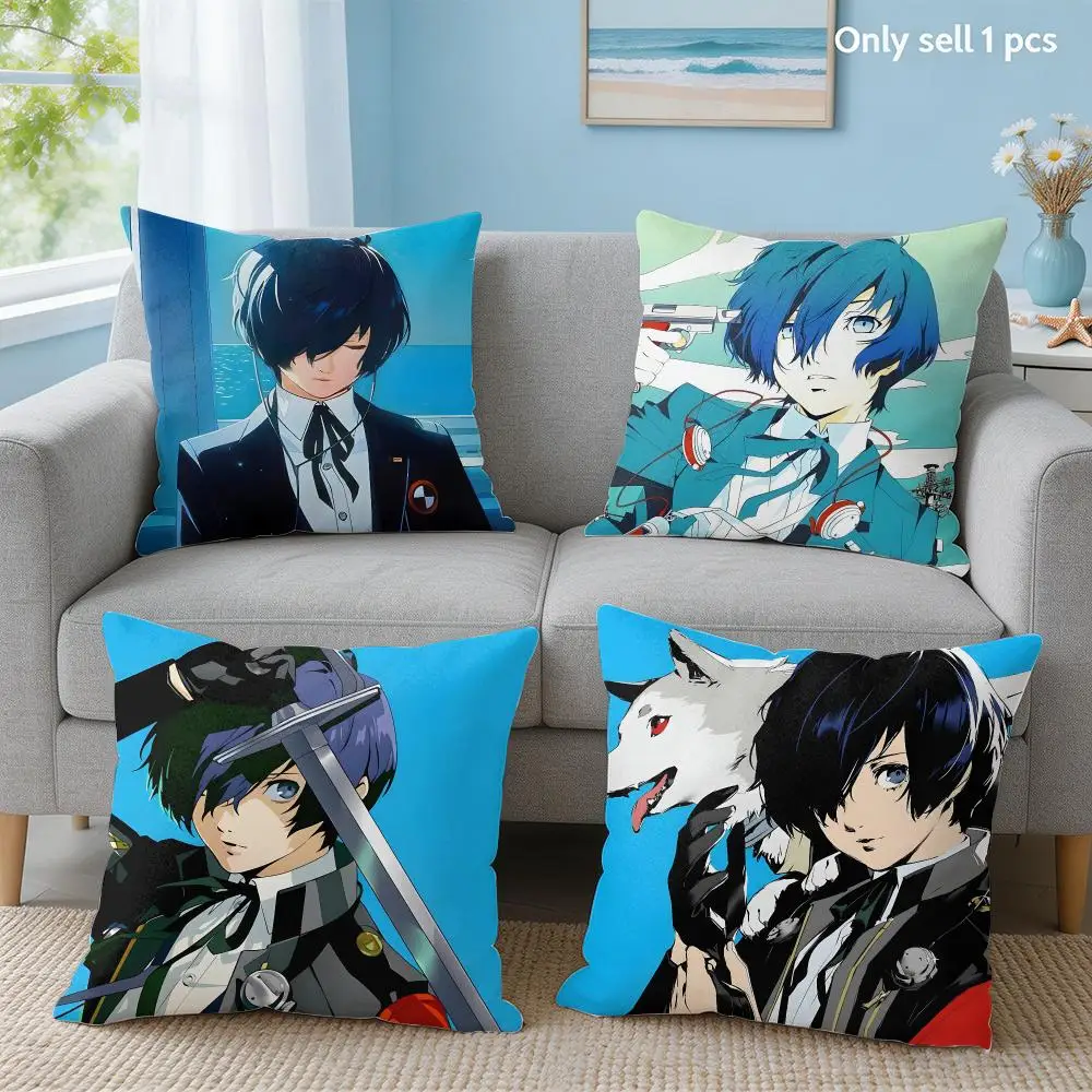 Game Cool P-Persona 3 Cushion Cover Soft Short Plush Throw Pillow Cover Hidden Zipper Cutecore Sofa Bedroom Home Decor
