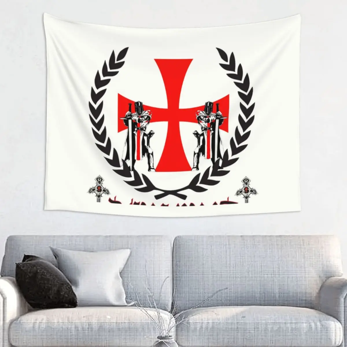 Customized Knights Templar Deus Vult Tapestry Hippie Room Decor Tapestries Wall Hanging for Bedroom Home Decoration