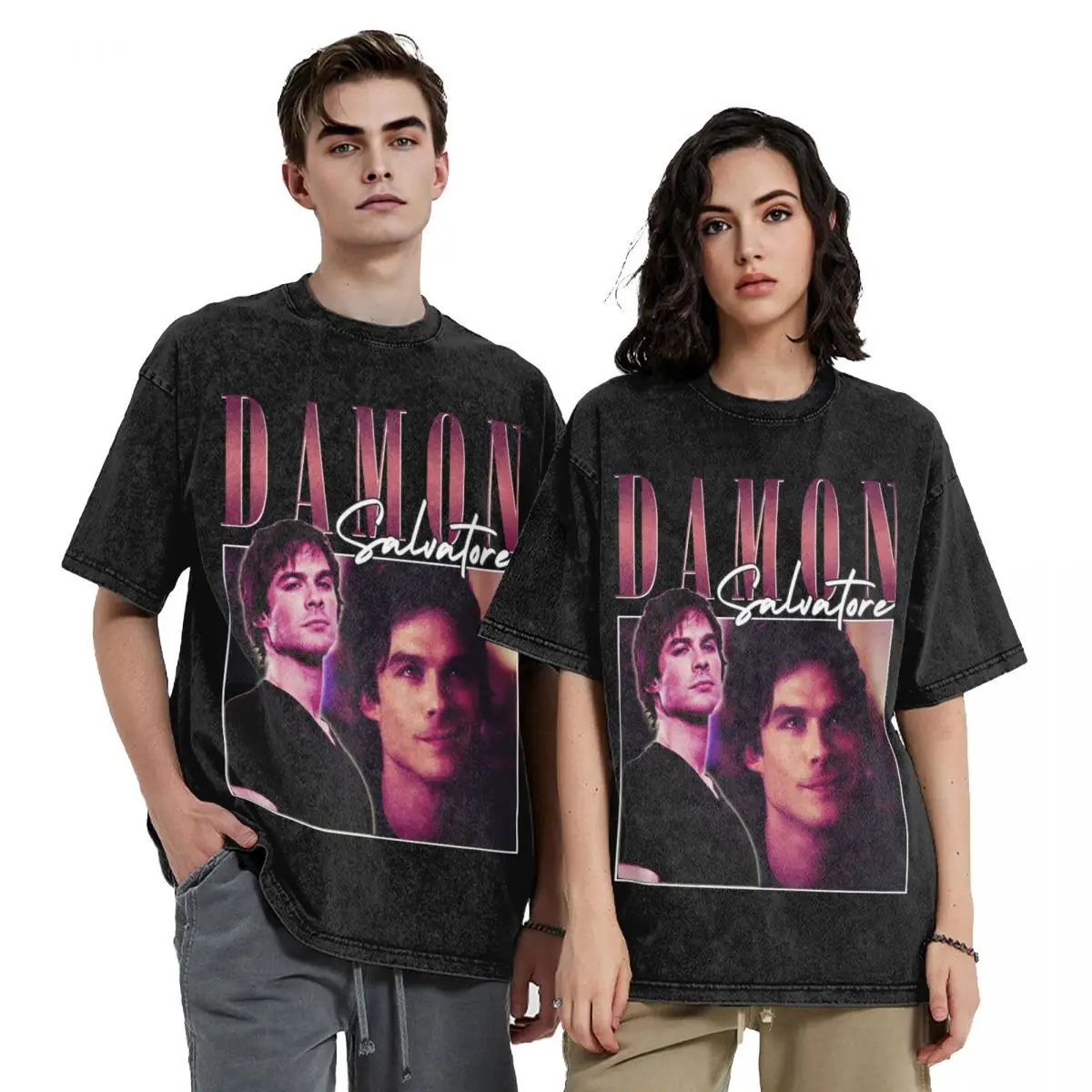 Damomo Salvatore The Vampire Diaries T Shirt Hip Hop lavato manica corta T-Shirt Cool uomo donna top Streetwear Summer Tee Shirt