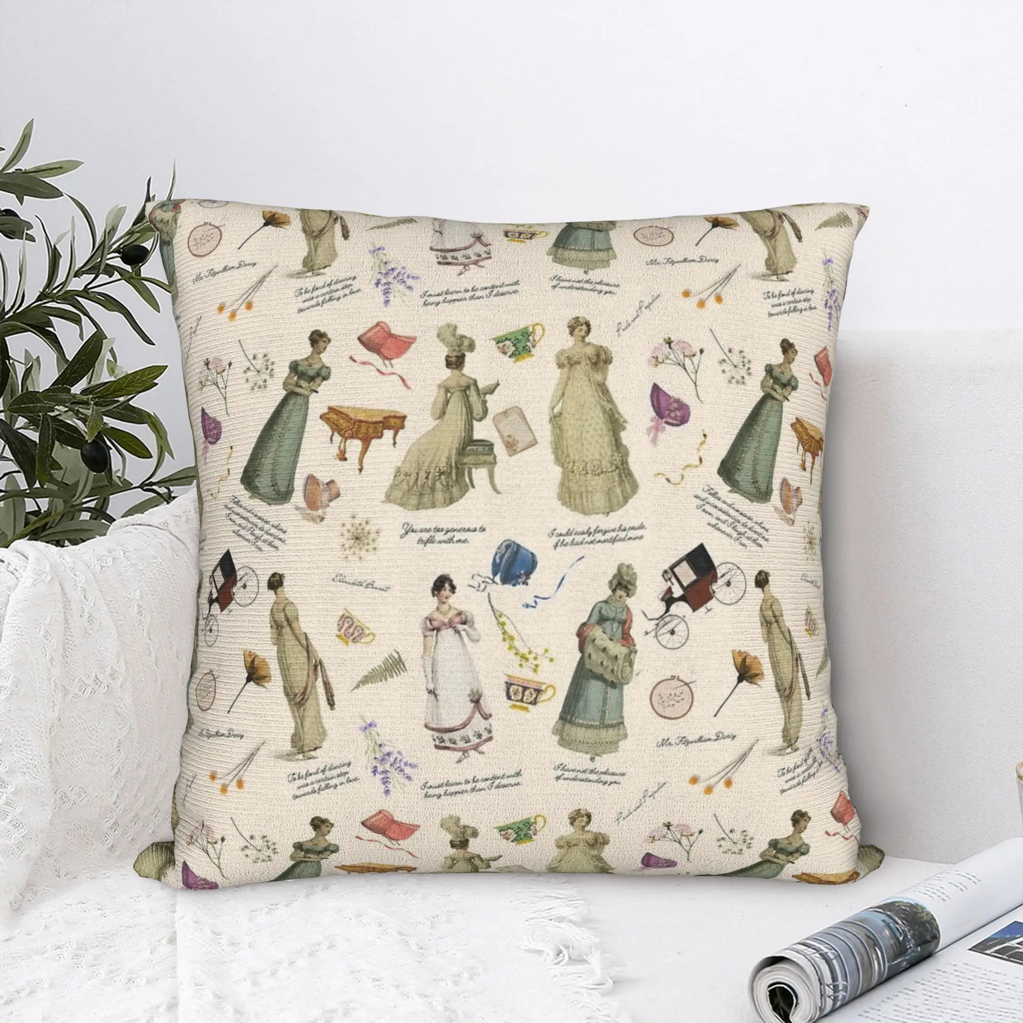 

Pride and Prejudice Quotes Miss Bennet Jane Austen Rose Pillowcase Printed Cushion Cover Decorative Throw Pillow Case Cover